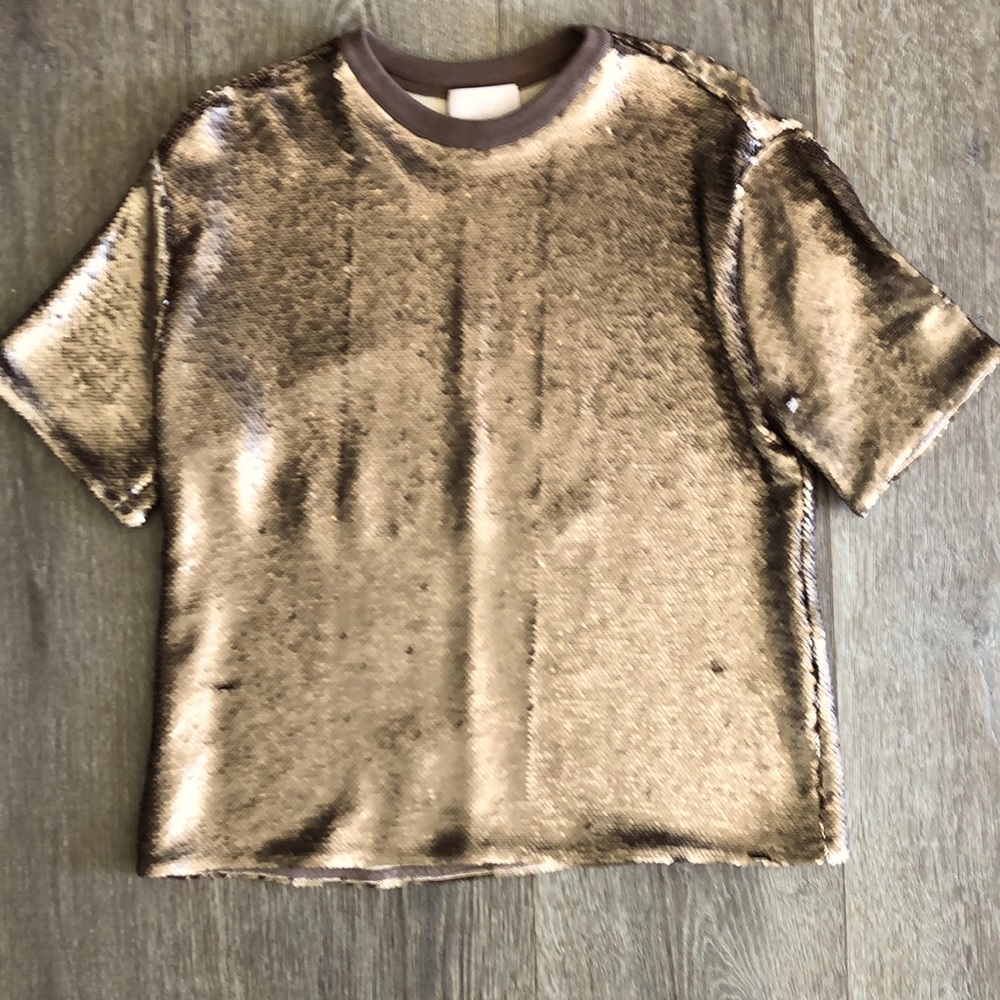 Cinq à Sept Sequin Gold Tee